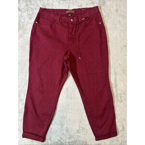Judy Blue Burgundy Garment Dyed Jogger Jeans Drawstring 18W